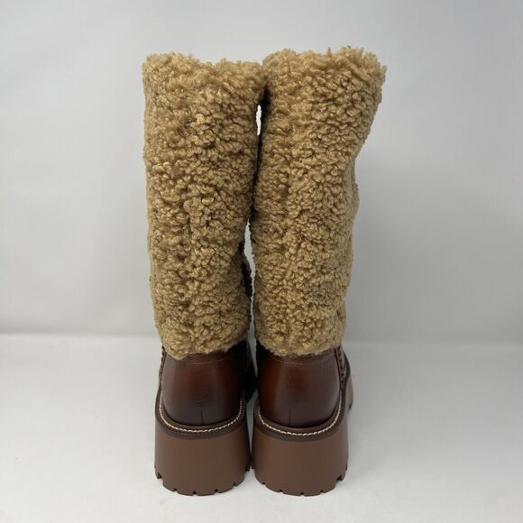 Sam Edelman Womens Elfie Leather Platform Round Toe Sherpa Mid-Calf Boots 7.5 - Picture 4 of 6